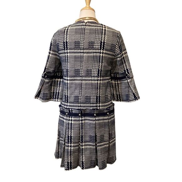 Prose & Poetry Navy Blue & White Plaid Drop Waist Shift Dress Size M - Picture 4 of 14